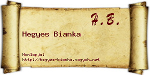 Hegyes Bianka névjegykártya